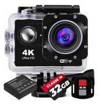 KIT Câmera De Video Ação Sport 4K + Cartão 32gb Controle Remoto Wifi Filmadora Sport Moto Bike Esportiva