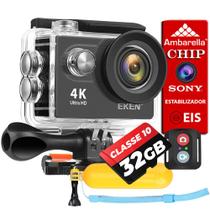 Kit Câmera Filmadora Eken H9R 4K Wi-Fi + 32GB + Bastão flutuante Estabilizador de Imagem EIS Controle Remoto