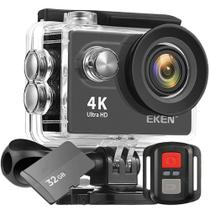 Kit Câmera Filmadora Eken H9R 4K Wi-Fi + Cartão 32GB Estabilizador de Imagem EIS Controle Remoto Sport