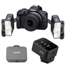 Kit Camera Fotografia Odonto Canon R100 18-45mm Com Flash Macro Godox Mf12-k3