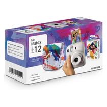 Kit Câmera Fuji Film Instax Mini 12 com Filme 10 Fotos e Bolsa Spray Art Branca