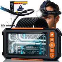 Kit Câmera Inspeção Boroscópio Full Hd + Lanterna De Cabeça