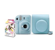 Kit Câmera Instantânea FujiFilm Instax Mini 12 Azul Candy com Bolsa e Pack 10 Filmes