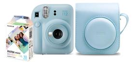Kit Câmera Instantânea Fujifilm Instax Mini 12 Azul Mermaid com Bolsa e Filme 10 Fotos