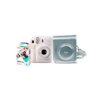 Kit Câmera Instantânea Fujifilm Instax Mini 12 Branca + Pack 10 Filmes Mermaid Tail + Bolsa Branca Prata