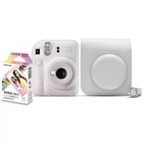 Kit câmera Instantânea Fujifilm instax mini 12 branco marfim + bolsa + filme com 10 poses