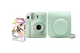 Kit câmera Instantânea Fujifilm instax mini 12 verde menta + bolsa + filme com 10 poses