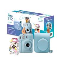 Kit Câmera instantânea Instax Mini 12 Azul com 10 fotos e Bolsa