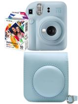 Kit Câmera Instax Mini 12 Azul Bolsa Filme Fotos Reveladas Instantâneas Presente Retrô Spray Art