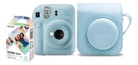 Kit Camera Instax Mini 12 + Bolsa + Filme 10 Foto Cor Azul Kit Camera Instax Mini 12 + Bolsa + Filme 10 Foto Cor Azul