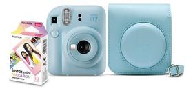 Kit Camera Instax Mini 12 + Bolsa + Filme 10 Foto Lançamento - Azul
