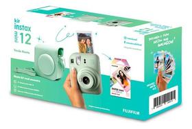 Kit Camera Instax Mini 12 + Bolsa + Filme 10 Foto Lançamento - Verde Pastel