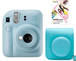 Kit Camera Instax Mini 12 C/ Bolsa e Fotos Azul Portátil