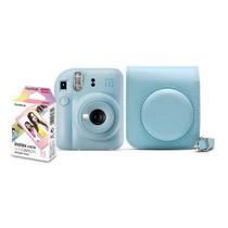 Kit Camera Instax Mini 12 com 10 filmes e bolsa Azul Candy