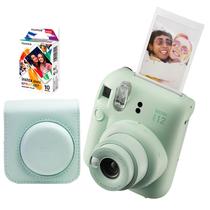 Kit Câmera Instax Mini 12 Verde Bolsa Filme Fotos Reveladas Instantâneas Presente Retrô Spray Art