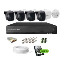 Kit Câmeras de Segurança DVR HVR 8 Canais Siera 5x1 4 Câmeras Externa e Interna PCA150 Colorida à noite, 1080P , 2.8mm, IR 25m HD 1TB Acess.