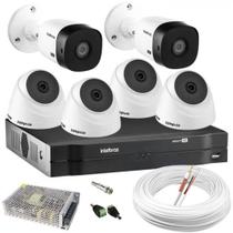 Kit Câmeras de Segurança Intelbras Com 6 Câmeras Infravermelho e DVR 8 Canais MHDX 1108