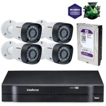 Kit Câmeras De Segurança Intelbras Multihd Dvr 4c + 4 Câmeras 1010b G3 + Hd Western Purple 1tb