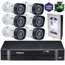 Kit Câmeras De Segurança Intelbras Multihd Dvr 8c + 6 Câmeras 1010b + Hd Western Purple 1tb