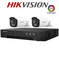 Kit Câmeras Hikvision Full HD 1080p Com 2 Câmeras Bullet Colorvu Infravermelho Colorido