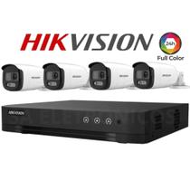 Kit Câmeras Hikvision Full HD 1080p Com 4 Câmeras Bullet Colorvu Infravermelho Colorido