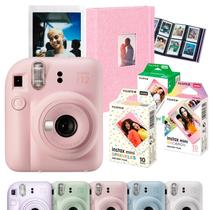 Kit Câmeras Instax Mini 12 Rosa Fujifilm + 40 Filmes Soft Colors + Albúm 208 Fotos