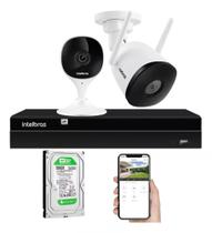 Kit Câmeras Mibo Intelbras Wifi 1 Externa E 1 Interna Com hd 500gb
