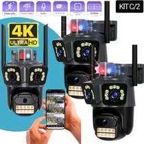 Kit Cameras Segurança Três Lentes Wifi Ultra HD 4K Prova Dágua Sirene Casa Empresa Interior Exterior Kit Cameras Segurança Três Lentes Wifi Ultra HD 4K Prova Dágua Sirene Casa Empresa Interior Exterior