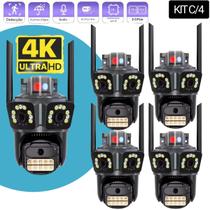 Kit Cameras Segurança Três Lentes Wifi Ultra HD 4K Prova Dágua Sirene Casa Empresa Interior Exterior