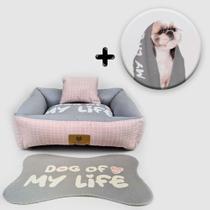 Kit Caminha Pet + Manta Geração Animal Dog Of My Life Rosa