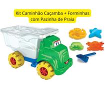 Kit Caminhão Caçamba Areia Brinquedo Verão Forminhas Pazinha de Praia - LB