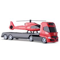 Kit Caminhão de Brinquedo e Helicóptero de Resgate