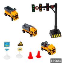 Kit Caminhão De Construção Roda Livre 8 peças