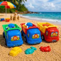 Kit Caminhão Infantil Colorido Sortido Divertido Carregar Areia Praia Com Acessórios
