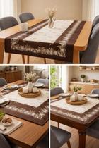Kit Caminho Trilho De Mesa Toalha De Chá Em Tecido Linhão Kit Caminho Trilho De Mesa Toalha De Chá Em Tecido Linhão