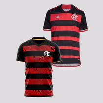 Kit Camisa Adidas Flamengo I 2024 + Camisa Flamengo Brains Vermelha e Preta - Kits