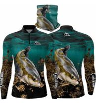 Kit Camisa Camiseta +bandana De Pesca C Prot Uv50+ Tambaqui