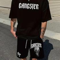 Kit Camisa Camiseta e Short Tactel Masculino Gangster Estiloso Moderno Tendencia Casual Confortavel Kit Camisa Camiseta e Short Tactel Masculino Gangster Estiloso Moderno Tendencia Casual Confortavel