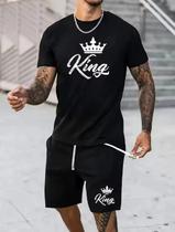 Kit Camisa Camiseta e Short Tactel Masculino King Coroa Estiloso Moderno Tendencia Casual Confortavel Kit Camisa Camiseta e Short Tactel Masculino King Coroa Estiloso Moderno Tendencia Casual Confortavel