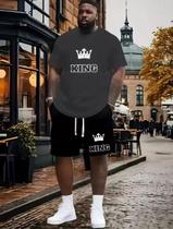 Kit Camisa Camiseta e Short Tactel Masculino King Coroa Estiloso Moderno Tendencia Casual Confortavel Kit Camisa Camiseta e Short Tactel Masculino King Coroa Estiloso Moderno Tendencia Casual Confortavel