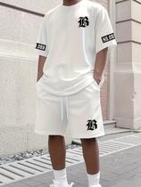 Kit Camisa Camiseta e Short Tactel Masculino Marca B Estiloso Moderno Tendencia Casual Confortavel