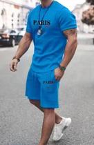Kit Camisa Camiseta e Short Tactel Masculino Paris Estiloso Moderno Tendencia Casual Confortavel Kit Camisa Camiseta e Short Tactel Masculino Paris Estiloso Moderno Tendencia Casual Confortavel