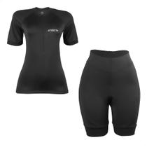 Kit Camisa Ciclismo Feminina Preta Tamanho G Zíper Dryfit + Bermuda - Atrio
