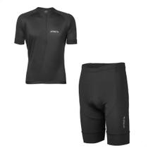 Kit Camisa Ciclismo Masculina Tam GG Preta UV30+ Corrida Treino Academia Musculação + Bermuda