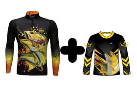 Kit Camisa de Pesca Pai e Filho Dourado Proteção Solar UV50+ Kit Camisa de Pesca Pai e Filho Dourado Proteção Solar UV50+