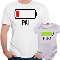 Kit camisa e body bateria energia pai e filho filha - Mago das Camisas