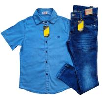 kit camisa jeans + calça masculina infantil menino Tam 10 a 16 anos. - Jr kids