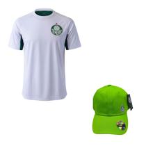 KIT Camisa Palmeiras Player II 1914 Branca com Boné verde claro escudo bordado COR:VERDE/BRANCOTAMANHO:M KIT Camisa Palmeiras Player II 1914 Branca com Boné verde claro escudo bordado COR:VERDE/BRANCOTAMANHO:M