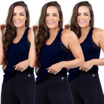 Kit Camisa Regata Feminina 3 Unidades Cavada Costas 2024
