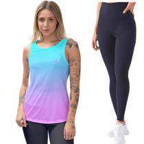 Kit Camisa Regata Feminina Legging Calça Academia Corrida Yoga Pilates Dry Tecido Leve Proteção UV50 Kit Camisa Regata Feminina Legging Calça Academia Corrida Yoga Pilates Dry Tecido Leve Proteção UV50